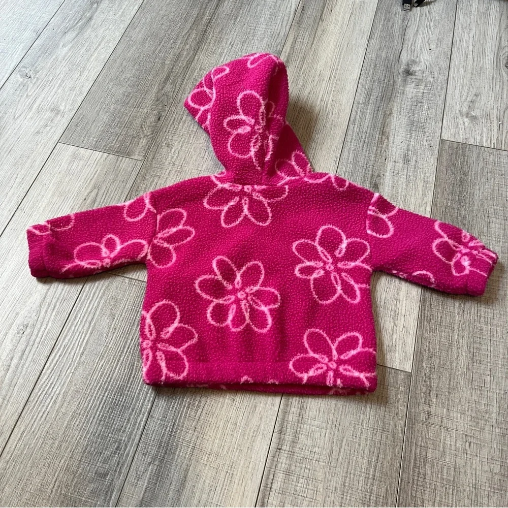 Carter’s Pink Floral Fleece Baby Hoodie - Size 9M - Cozy Floral Fall Winter Cute